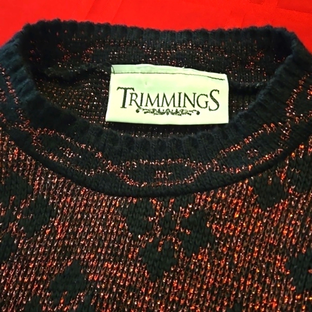 Vintage Trimmings Plus Brand Copper & Black Sparkling Sweater Size 20W - Picture 10 of 12